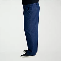 Haggar Stretch Denim Mens Straight Classic Fit Big and Tall Pleated Pant