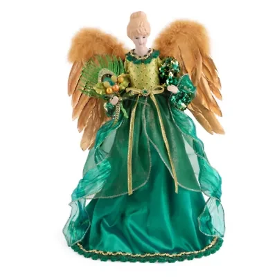 North Pole Trading Co. 16in Emerald Green Christmas Angels Figurine