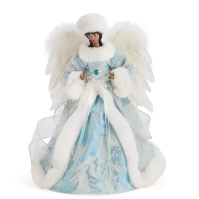North Pole Trading Co. 12in Light Blue African American Christmas Angels Figurine
