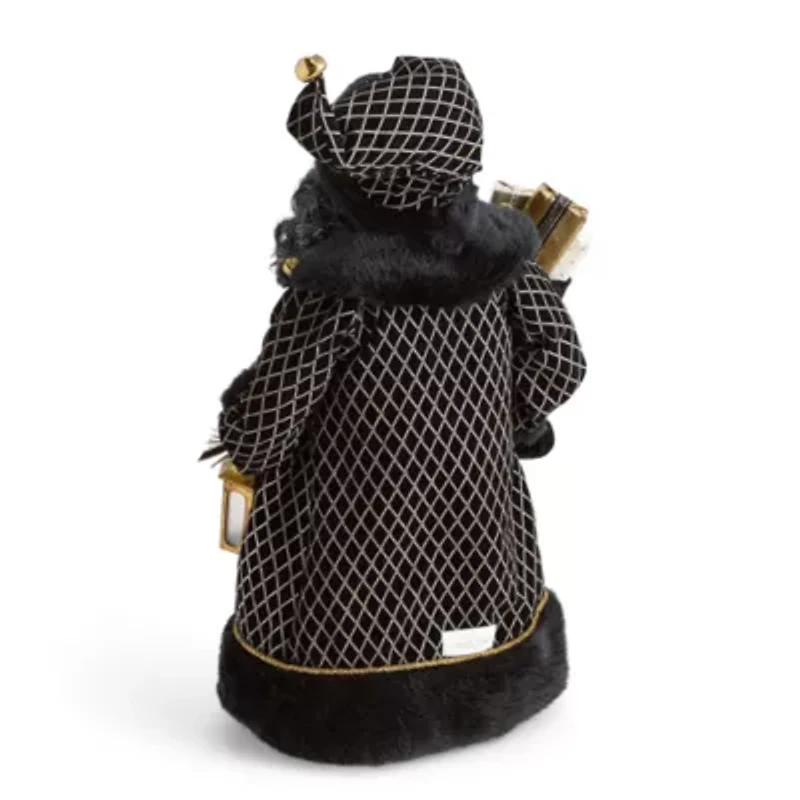North Pole Trading Co. 18in Black Coat African American Christmas Santa Figurine