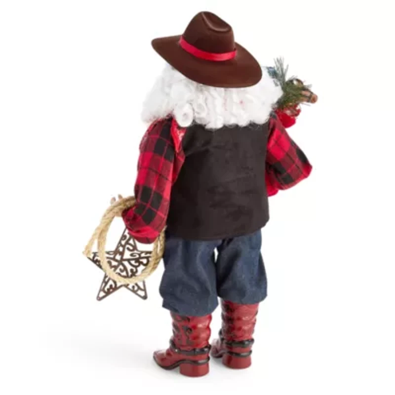 North Pole Trading Co. 18in Cowboy Christmas Santa Figurine