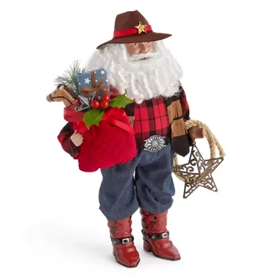 North Pole Trading Co. 18in Cowboy Christmas Santa Figurine
