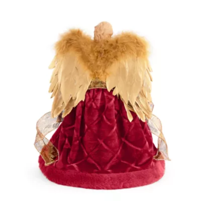 North Pole Trading Co. 12in Burgandy Fur Christmas Angels Figurine