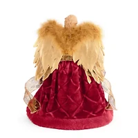North Pole Trading Co. 12in Burgandy Fur Christmas Angels Figurine