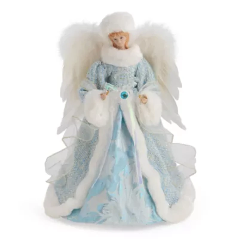 North Pole Trading Co. 12in Light Blue Christmas Angels Figurine
