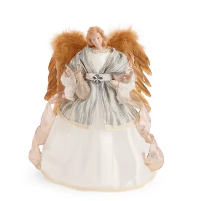 North Pole Trading Co. 12in Stripe Shall Christmas Angels Figurine