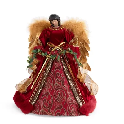 North Pole Trading Co. 12in Red And Gold Christmas Angels Figurine