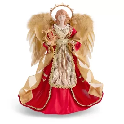 North Pole Trading Co. 16in Red And Gold Christmas Angels Figurine