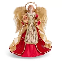 North Pole Trading Co. 16in Red And Gold Christmas Angels Figurine