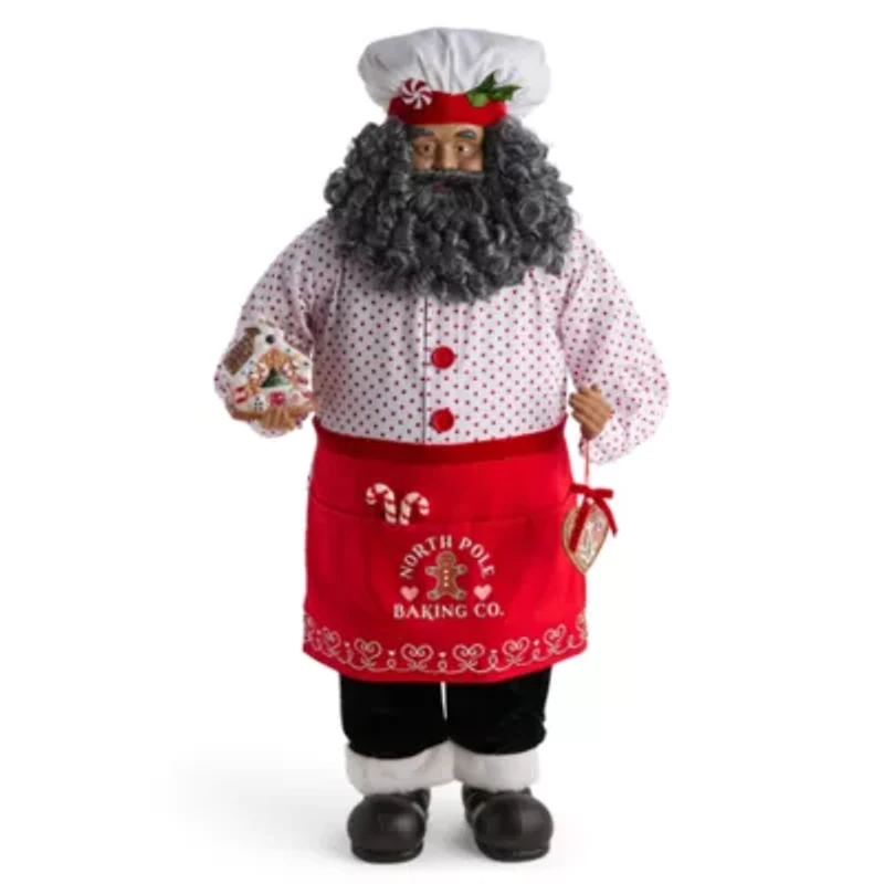 North Pole Trading Co. 36in Baker African American Christmas Santa Figurine