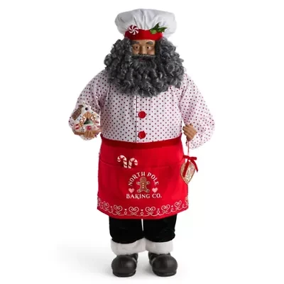 North Pole Trading Co. 36in Baker African American Christmas Santa Figurine