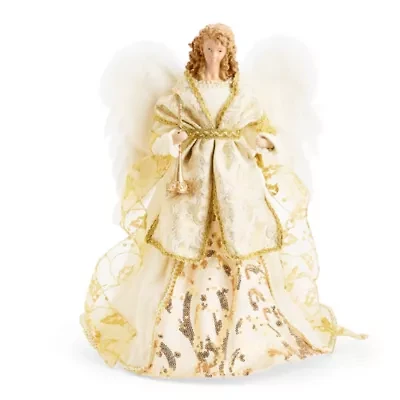 North Pole Trading Co. 16in Gold And White Christmas Angels Figurine