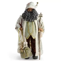 North Pole Trading Co. 36in Sage Coat African American Christmas Santa Figurine