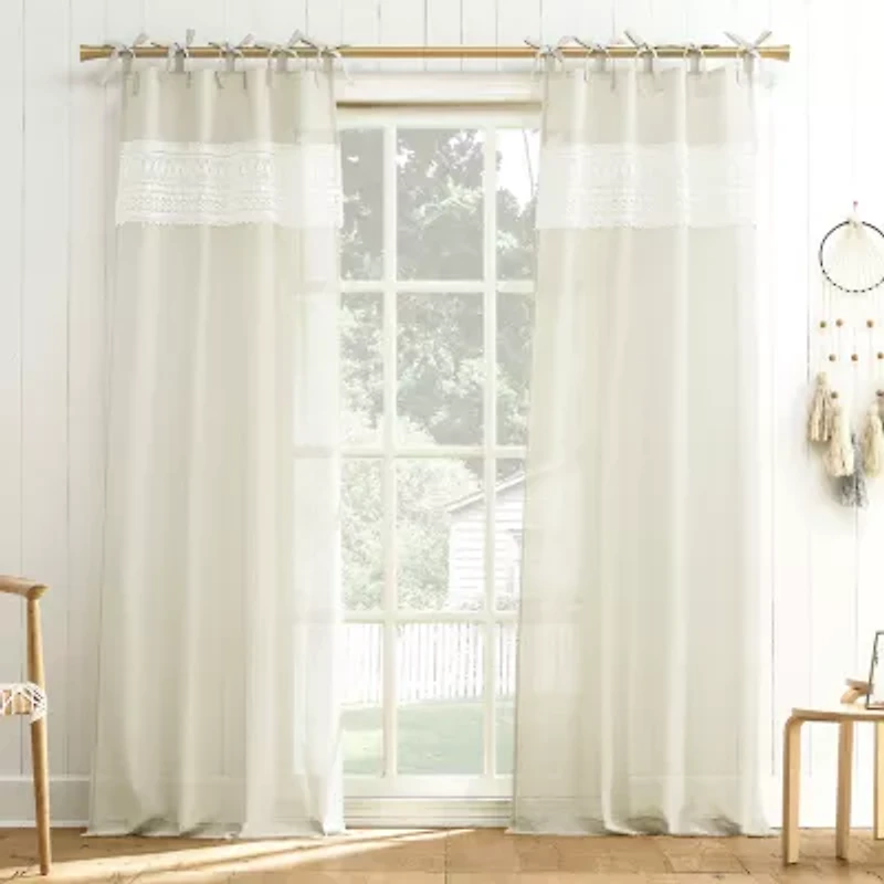 Cherine Tab Top Sheer Set of 2 Curtain Panel