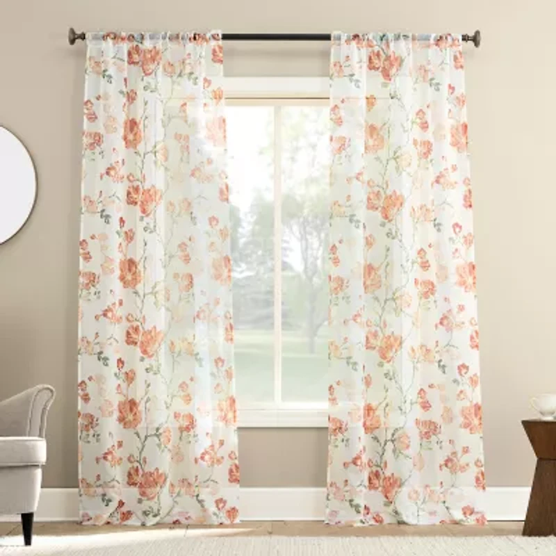 Lena Rod Pocket Sheer Set of 2 Curtain Panel