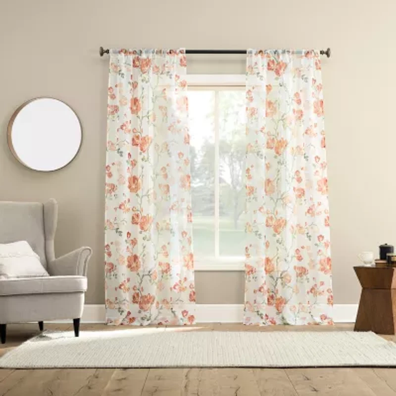 Lena Rod Pocket Sheer Set of 2 Curtain Panel