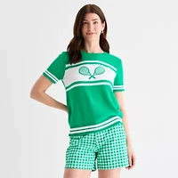 St. John's Bay Womens Crew Neck Short Sleeve Pullover Sweater