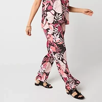Liz Claiborne Womens Wide Leg Mid Rise Tall Drawstring Pant