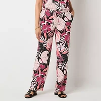 Liz Claiborne Womens Wide Leg Mid Rise Drawstring Pant