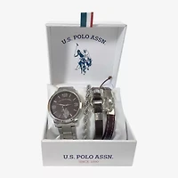 U.S. Polo Assn. Mens Silver Tone 4-pc. Watch Boxed Set Usc20297jc