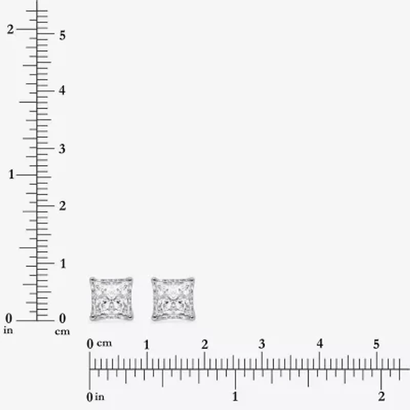 ( I/Si2 ) 2 CT. T.W. Lab-Grown Diamond Sterling Silver or 14K Gold over Princess Stud Earrings