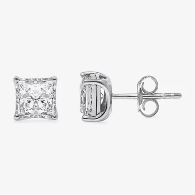 ( I/Si2 ) 2 CT. T.W. Lab-Grown Diamond Sterling Silver or 14K Gold over Princess Stud Earrings