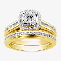 (I, I2) Womens 1/5 CT. Lab Grown White Diamond 14K Gold Over Silver Sterling Bridal Set