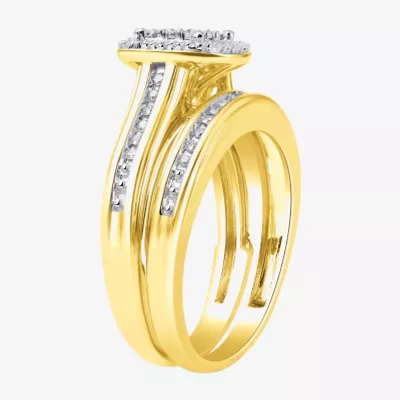(I, I2) Womens 1/5 CT. Lab Grown White Diamond 14K Gold Over Silver Sterling Bridal Set
