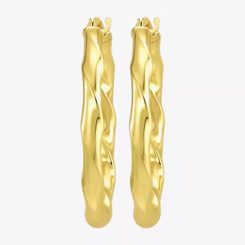 Womens 10K Gold 25mm Round Hoop Earrings