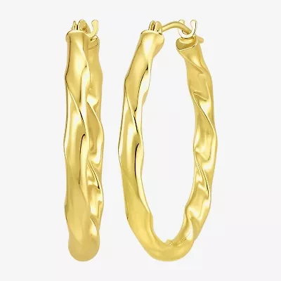 Womens 10K Gold 25mm Round Hoop Earrings