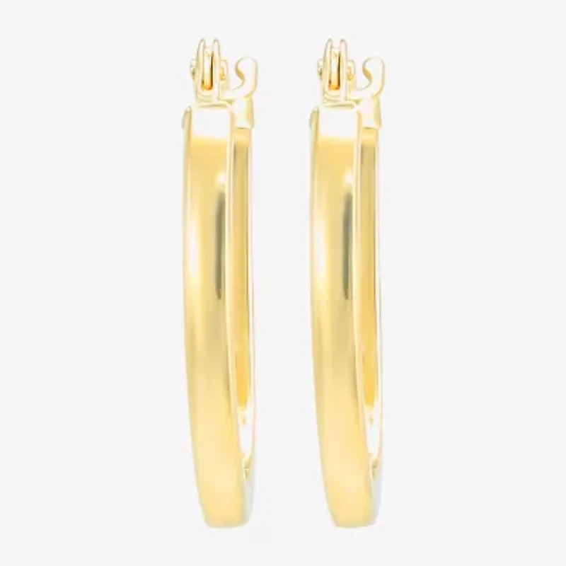 Womens 14K Gold Oval Hoop Earrings