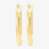 Womens 14K Gold Oval Hoop Earrings