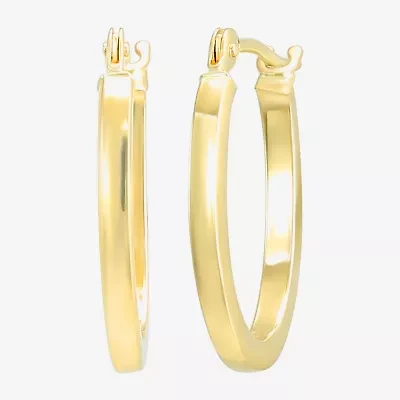 Womens 14K Gold Oval Hoop Earrings
