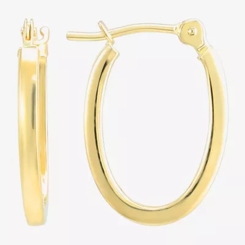 Womens 14K Gold Oval Hoop Earrings