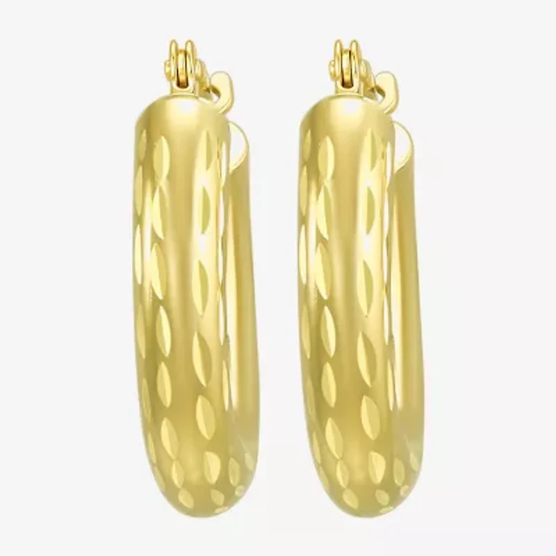 Womens 14K Gold 15mm Round Hoop Earrings
