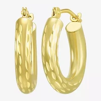 Womens 14K Gold 15mm Round Hoop Earrings