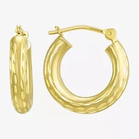 Womens 14K Gold 15mm Round Hoop Earrings