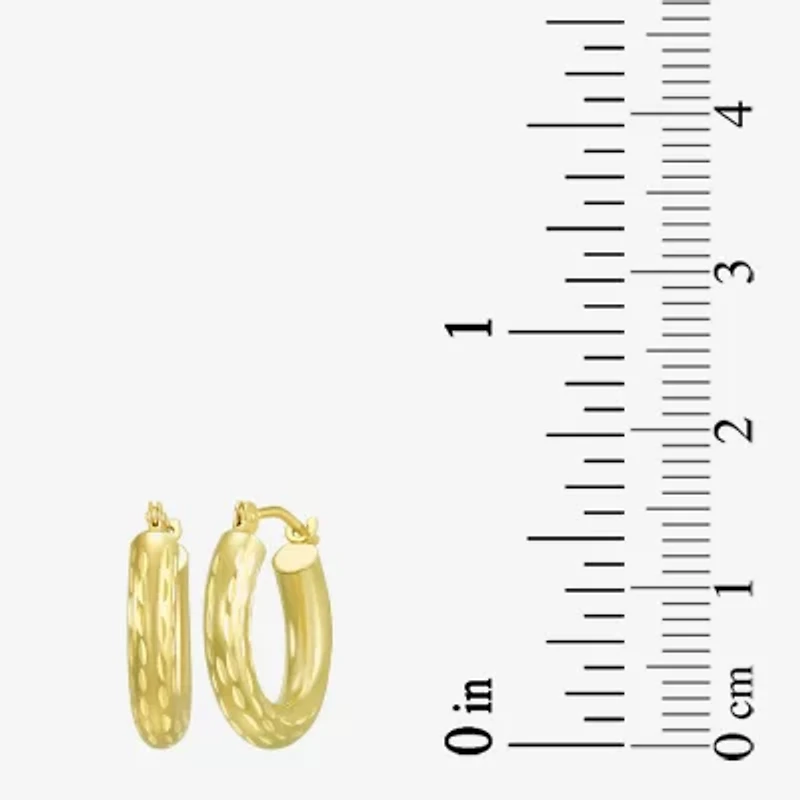 Womens 14K Gold 15mm Round Hoop Earrings