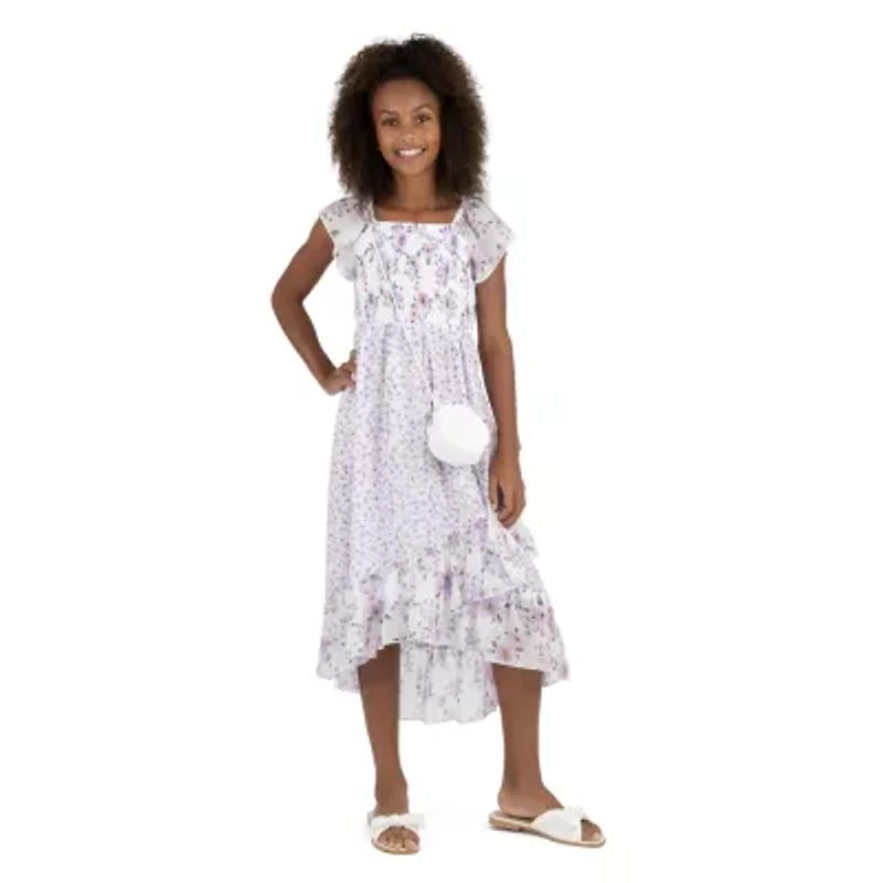 Speechless Big Kid Girls Short Sleeve Flutter A-Line Dress