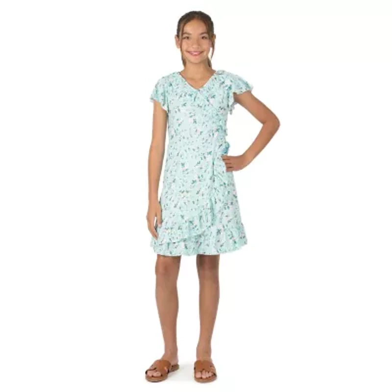 Speechless Big Kid Girls Short Sleeve Flutter A-Line Dress