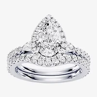 Enchanted Disney Fine Jewelry Belle (F / Si1) Womens 2 1/8 Ct. T.W. Lab Grown White Diamond 10K Gold Beauty and the Beast Princess Side Stone Halo Bridal Set