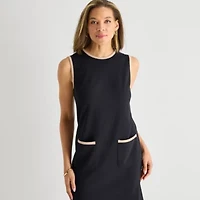 Marc New York Womens Round Neck Sleeveless Sheath Dress