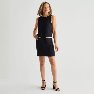 Marc New York Womens Round Neck Sleeveless Sheath Dress