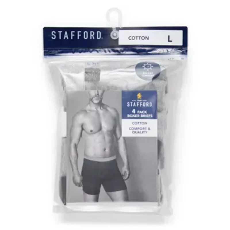 Stafford Cotton Mens 4 Pack Boxer Briefs 302866