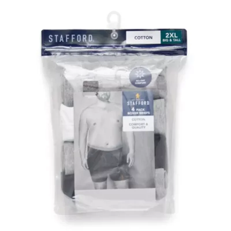 Stafford Cotton Mens Big 4 Pack Boxer Briefs 302866
