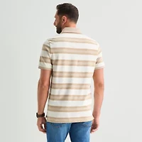 St. John's Bay Premium Stretch Striped Oxford Mens Classic Fit Short Sleeve Polo Shirt