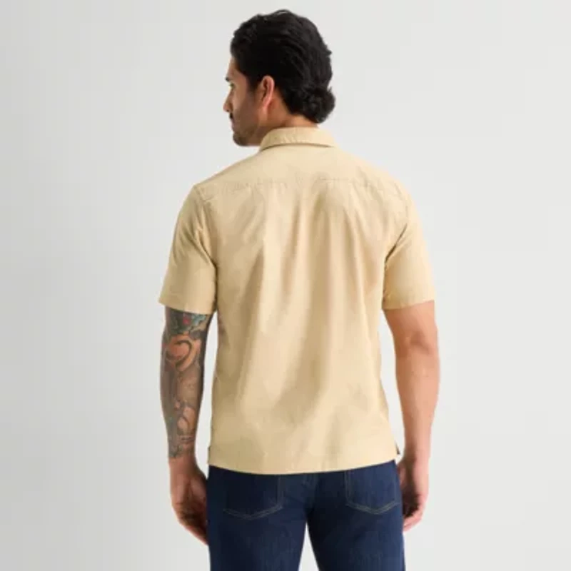 mutual weave Mens Short Sleeve Regular Fit Button-Down Shirt