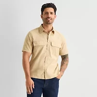 mutual weave Mens Short Sleeve Regular Fit Button-Down Shirt