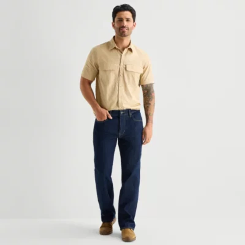 mutual weave Mens Short Sleeve Regular Fit Button-Down Shirt