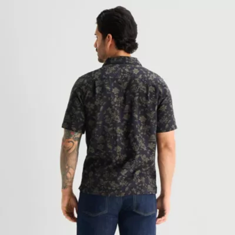 mutual weave Mens Short Sleeve Camp Shirt